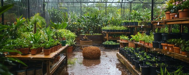 An environmentally friendly plant nursery that specializes in native plants, with a rainwater capture system and pots made from compostable materials