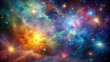 Fototapeta premium Cosmic Canvas of Swirling Nebulae and Glimmering Stars