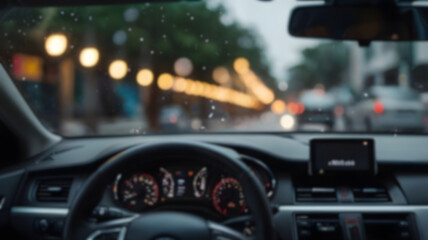 Blur image of inside cars with bokeh on day time for background usage


