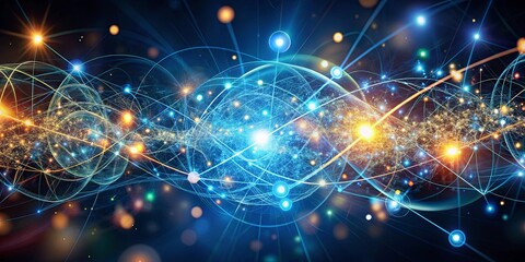 Obraz premium Interconnected Web of Light and Energy, a Cosmic Dance of Data and Connection
