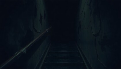 Creepy Staircase Leading into Darkness