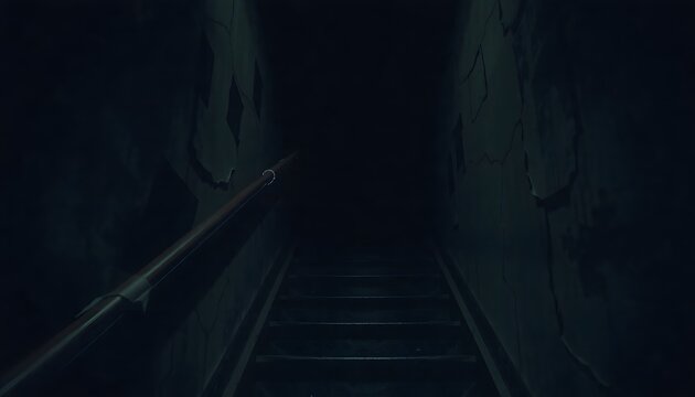 Creepy Staircase Leading into Darkness