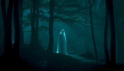 Ghostly Figure in a Darkened Forest