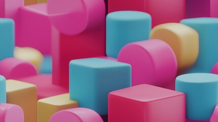 Obraz premium Colorful abstract geometric shapes in vibrant 3d composition