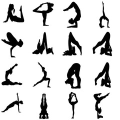 Yoga poses, transparent backgrounds can be used to decorate various projects.