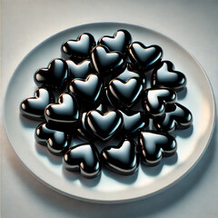 Elegant Black Heart Arrangement on Plate