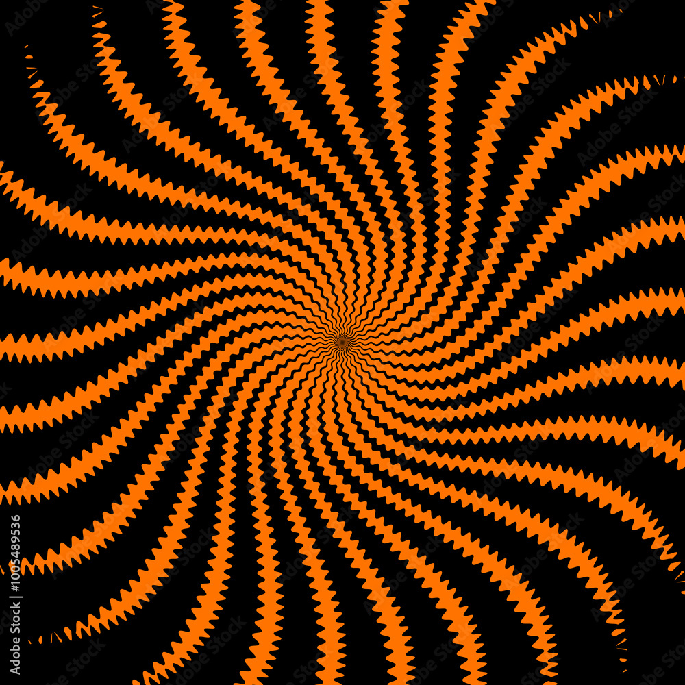 Leinwandbilder psychedelic hypnotic halloween spiral pattern. vector background with black and orange continuous fl