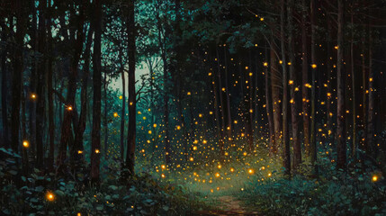 “Twinkling Dreams: Fireflies Dancing in the Night”