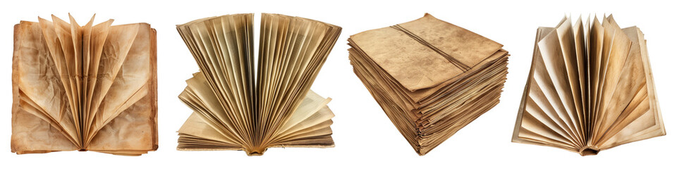 Unfolded book isolated on transparent background