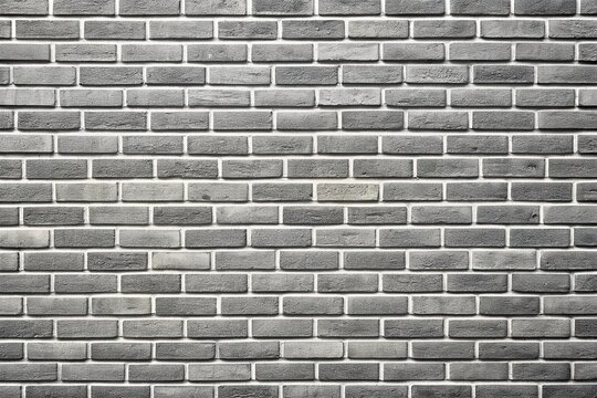 Fototapeta Panoramic monochrome grey brick wall with repeating pattern
