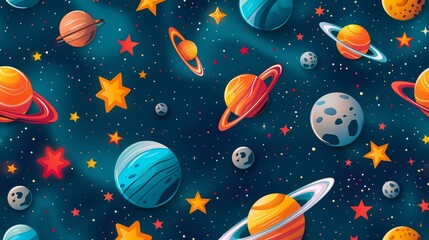 Whimsical Hand-Drawn Galaxy with Fluid Lines