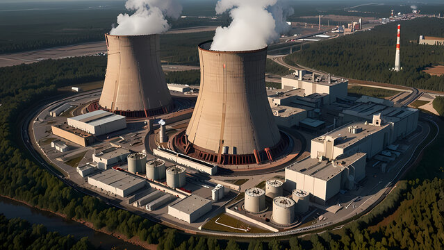 highly detailed image of a nuclear power plant reactor