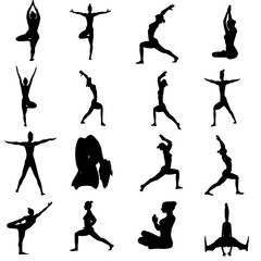 Yoga poses, transparent backgrounds can be used to decorate various projects.