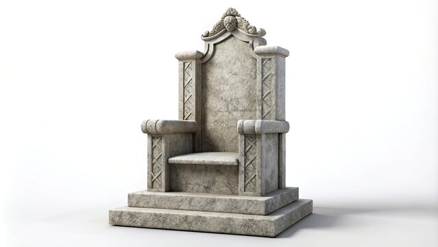 Panoramic stone throne isolated on white background