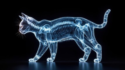 Fototapeta premium A digital x-ray of a cat, displaying its skeletal structure in intricate detail