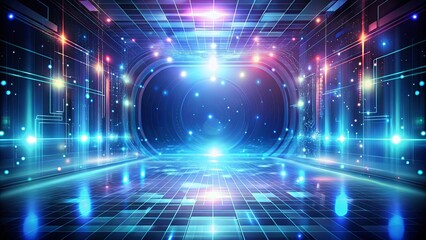 Obraz premium Digital Realm with Glowing Lines and a Futuristic Gateway