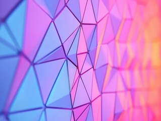 Obraz premium Vibrant geometric abstract background with colorful triangular patterns, creating a dynamic and modern visual effect.