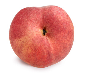 Flat peach or Donut Peach on white background, Flat Peach premium fruit isolate on white with clipping path.