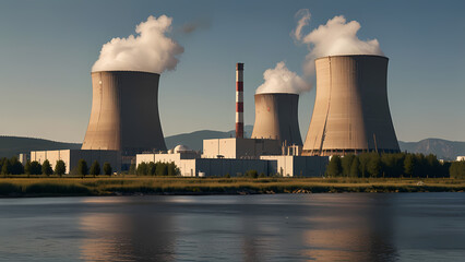 highly detailed image of a nuclear power plant reactor