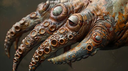 Obraz premium Close-Up of a Tentacled Creature with Multiple Eyes