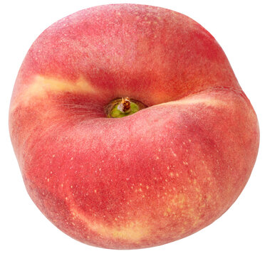 Flat peach or Donut Peach on white background, Flat Peach premium fruit isolate on white PNG File.
