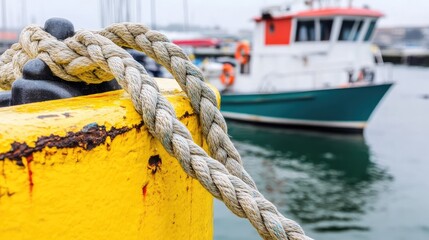 Fototapeta premium Close-up of braided rope texture, emphasizing strength and craftsmanship for nautical themes