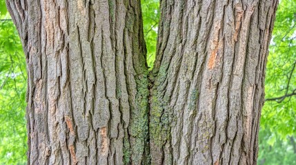 Obraz premium Close-up of tree bark texture with deep ridges and rough surface details, ideal for natural visuals