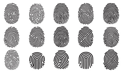 set of finger print fingerprint lock secure security logo vector icon