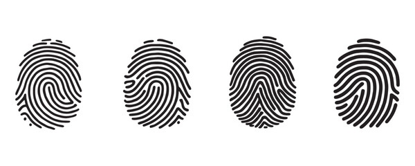 set of finger print fingerprint lock secure security logo vector icon