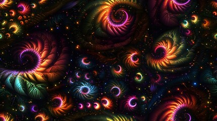 Fototapeta premium Vibrant fractal spirals with cosmic colors and abstract patterns