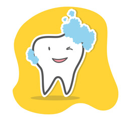 Teeth care and hygiene concept. Healthy happy teeth. Vector illustration