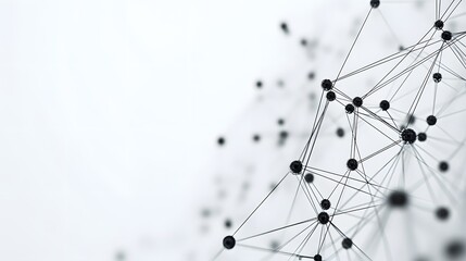 Abstract Network of Black Spheres Connected by Lines on White Background