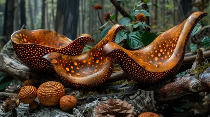 Intricate Wood Carving: Handcrafted Bowls with Light