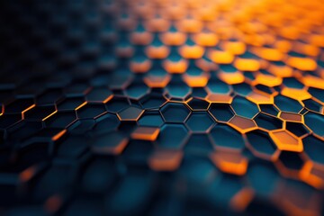 Obraz premium Abstract Hexagon Pattern with Orange and Blue Hues