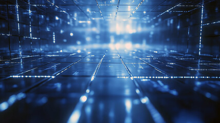 futuristic network technology abstact blue digital pattern bokeh lights background