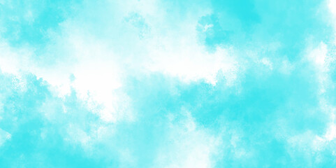 abstract cloud and vapor texture background. white and blue smoke aquarelle smudge illustration smooth grungy smokey light pastel colors ink glow. Teal color powder explosion .	
 