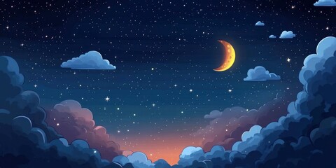 Adorable moon astronomy background in the night sky outside.