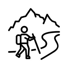 Vector black line icon for Trekking