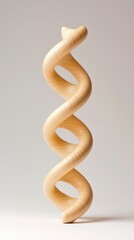 Fototapeta premium A beautifully crafted wooden DNA helix sculpture, showcasing the elegant spiral structure of DNA, isolated against a plain white background