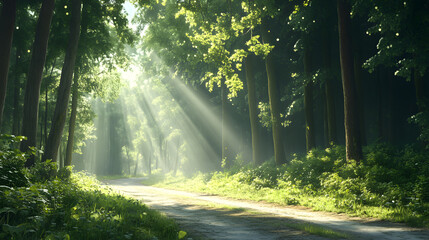 Obraz premium A moonlit path in a forest leading to nowhere aimlessness