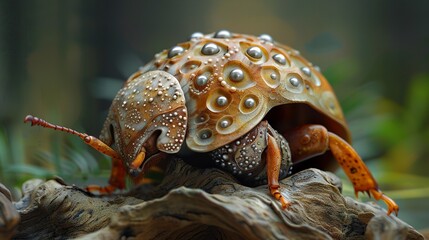 Fototapeta premium Close-Up Macro Photography of a Beetle with a Unique Shell