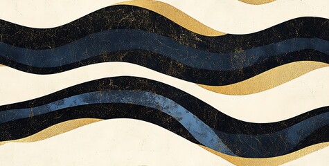 Obraz premium Abstract seamless pattern with white, blue and golden colour waves