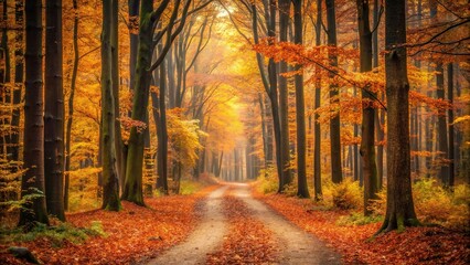 pathway through autumn forest