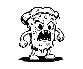 Monster pizza vector