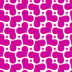seamless pattern with hearts, bold and modern geometric pattern featuring hearts and stars in pink and white. Perfect for wallpaper, fabric, or any project needing a stylish, contemporary touch