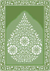 Indian floral ornament. Mughal floral traditional ornament with arch and motif borders. Floral Wall Art Wall Frame illustrations. © Nayan