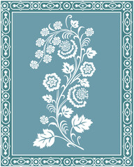 Indian floral ornament. Mughal floral traditional ornament with arch and motif borders. Floral Wall Art Wall Frame illustrations. © Nayan