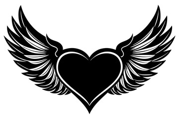 heart with cupid wings  silhouette