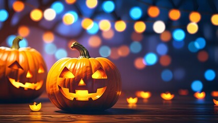 Fototapeta premium Halloween festival background with pumpkins Created with Generative AI technology.