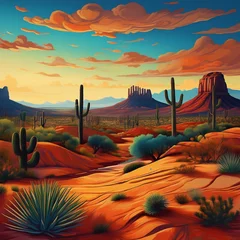 Gardinen Arizona desert landscape background. ai generative © Rindi